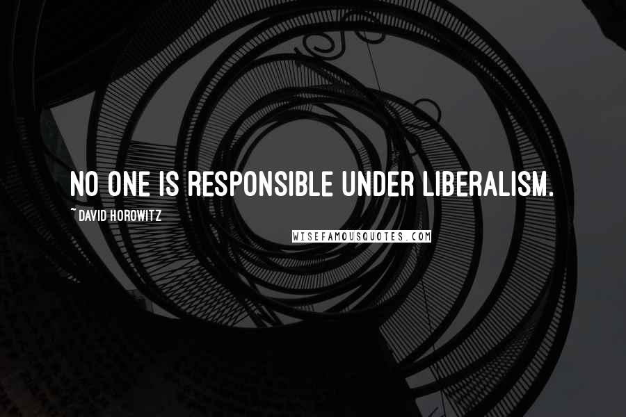 David Horowitz Quotes: No one is responsible under liberalism.