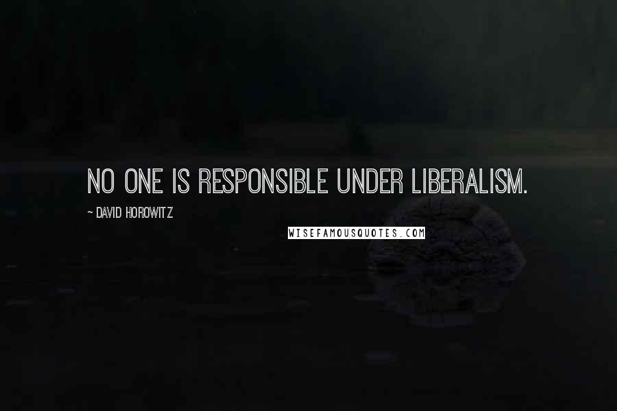 David Horowitz Quotes: No one is responsible under liberalism.