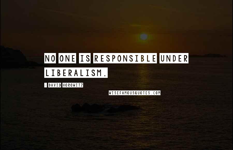 David Horowitz Quotes: No one is responsible under liberalism.