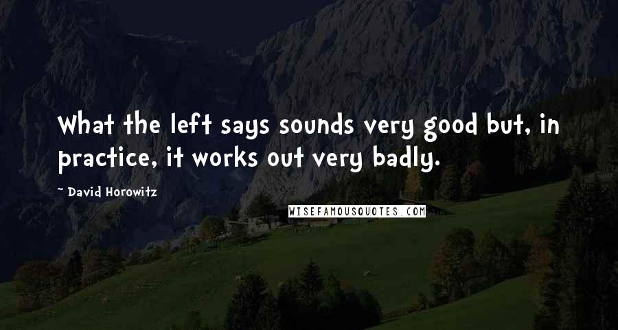 David Horowitz Quotes: What the left says sounds very good but, in practice, it works out very badly.