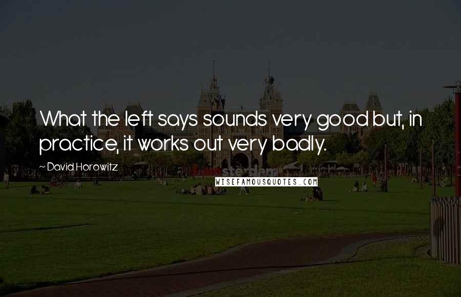 David Horowitz Quotes: What the left says sounds very good but, in practice, it works out very badly.