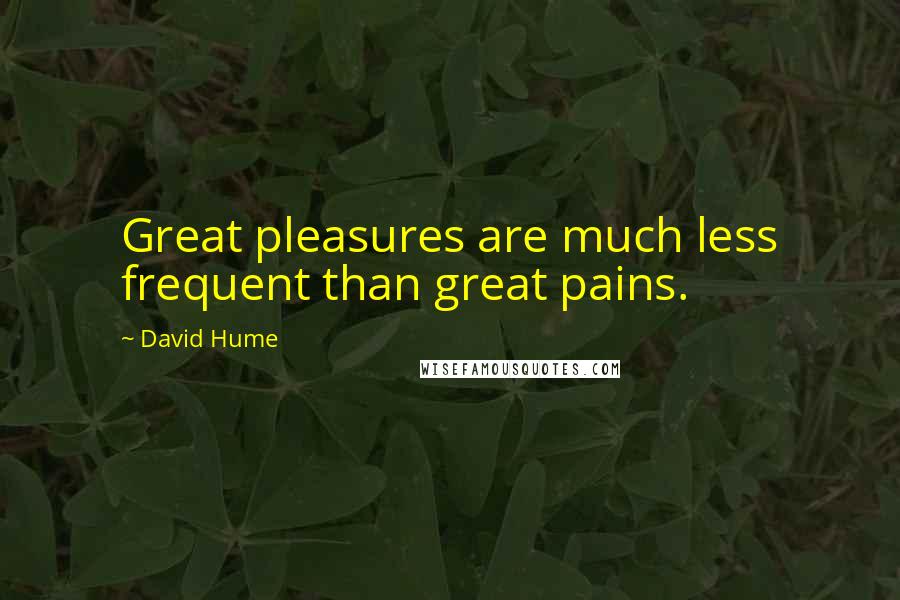 David Hume Quotes: Great pleasures are much less frequent than great pains.