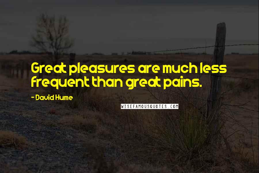 David Hume Quotes: Great pleasures are much less frequent than great pains.