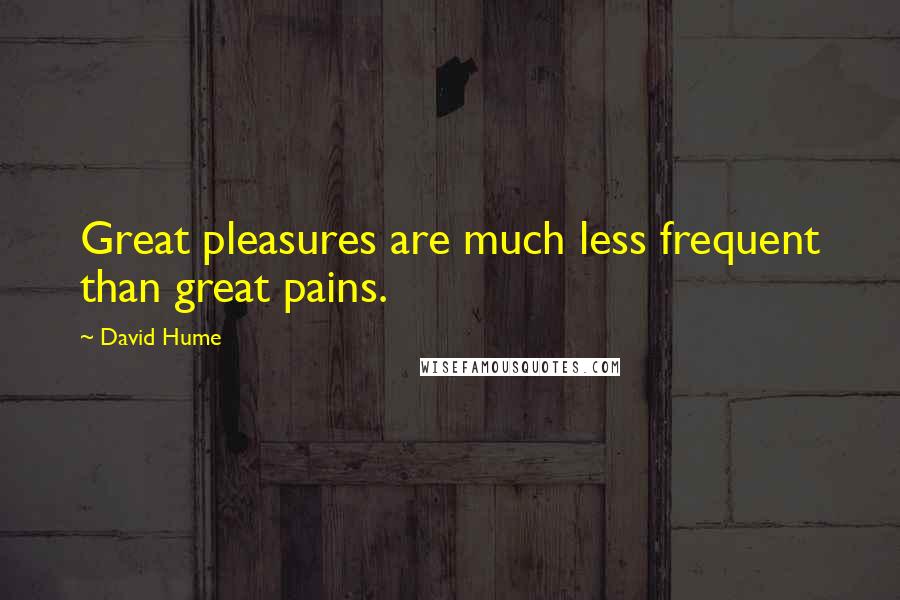 David Hume Quotes: Great pleasures are much less frequent than great pains.