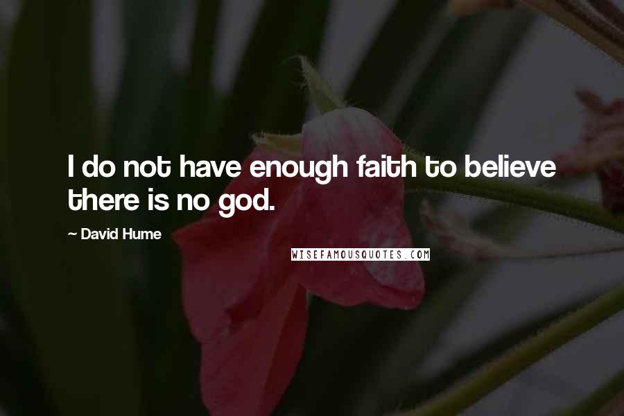 David Hume Quotes: I do not have enough faith to believe there is no god.