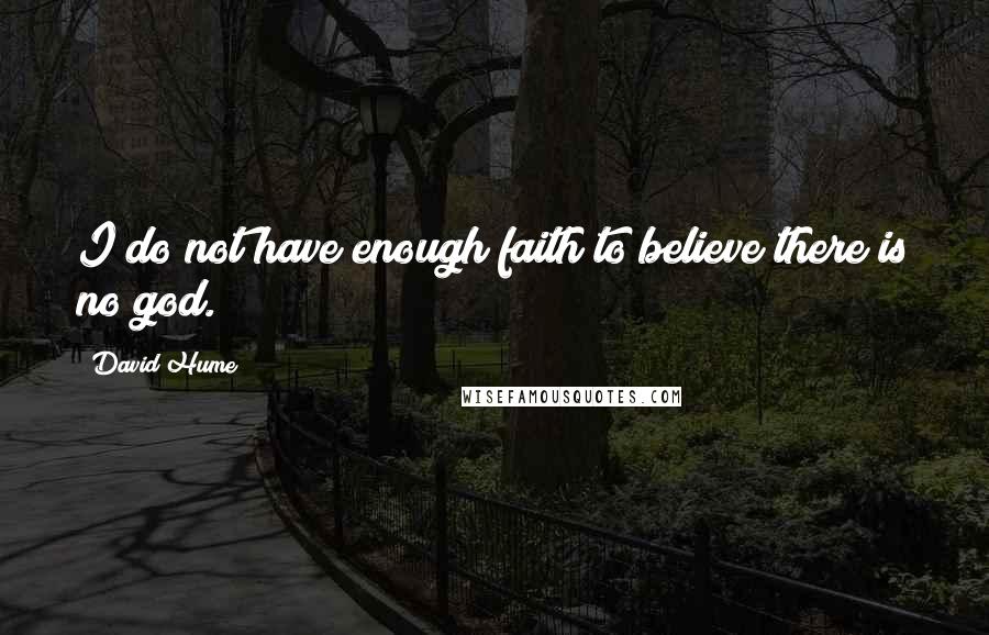 David Hume Quotes: I do not have enough faith to believe there is no god.