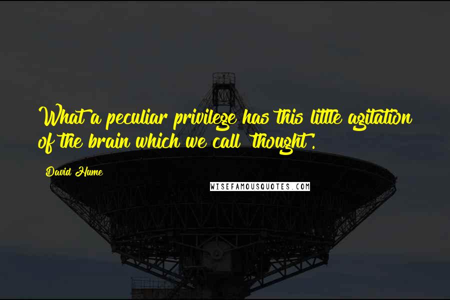 David Hume Quotes: What a peculiar privilege has this little agitation of the brain which we call 'thought'.