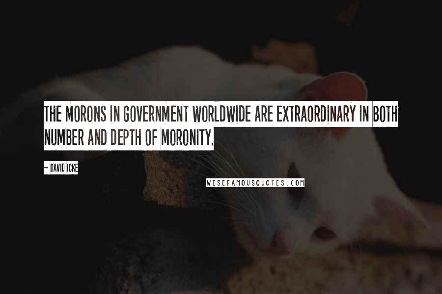 David Icke Quotes: The morons in government worldwide are extraordinary in both number and depth of moronity.
