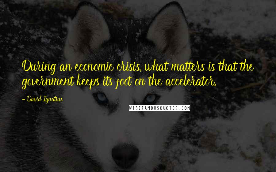 David Ignatius Quotes: During an economic crisis, what matters is that the government keeps its foot on the accelerator.