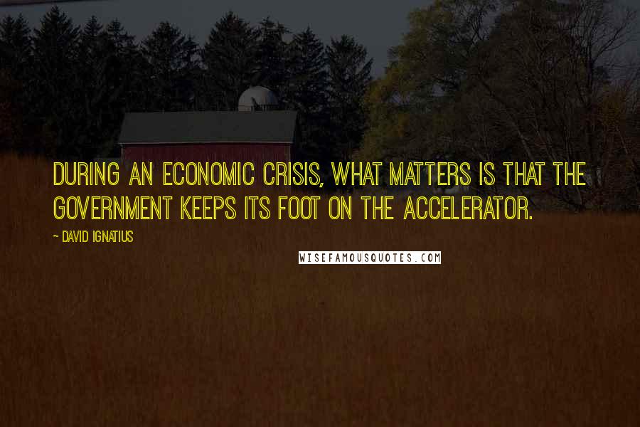 David Ignatius Quotes: During an economic crisis, what matters is that the government keeps its foot on the accelerator.
