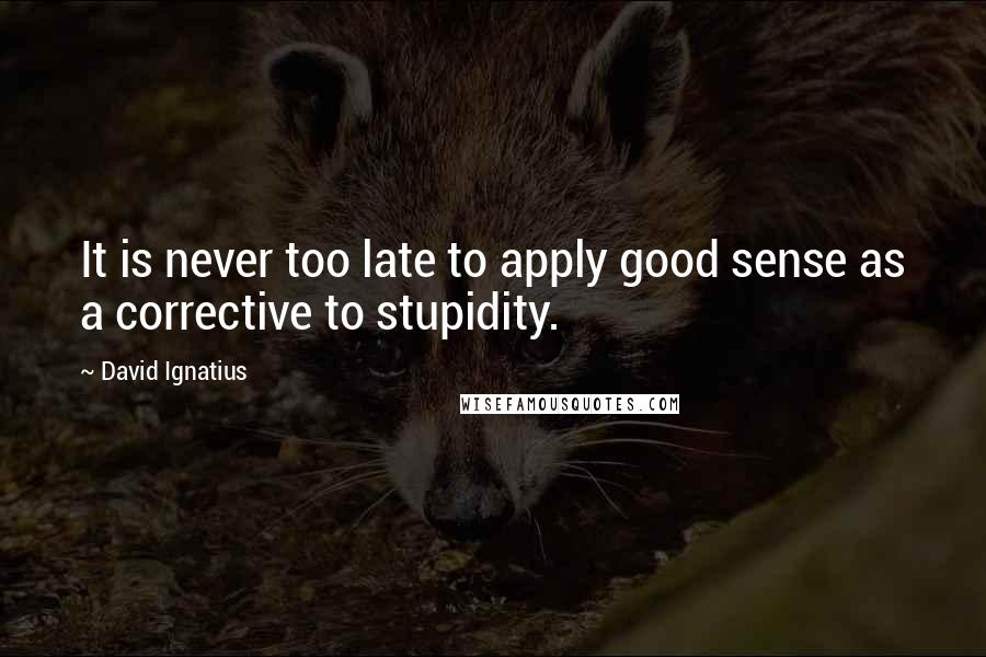 David Ignatius Quotes: It is never too late to apply good sense as a corrective to stupidity.