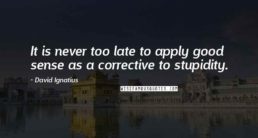 David Ignatius Quotes: It is never too late to apply good sense as a corrective to stupidity.