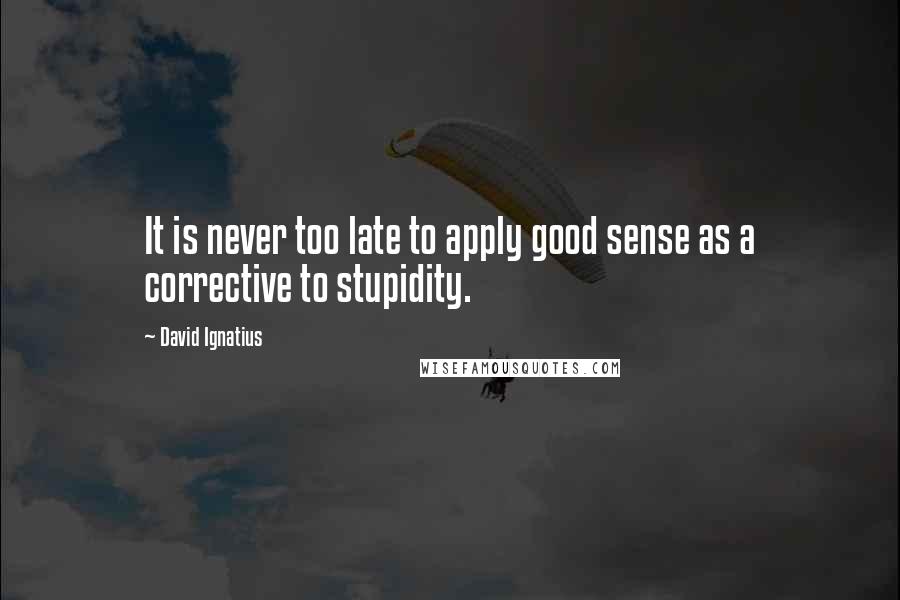 David Ignatius Quotes: It is never too late to apply good sense as a corrective to stupidity.