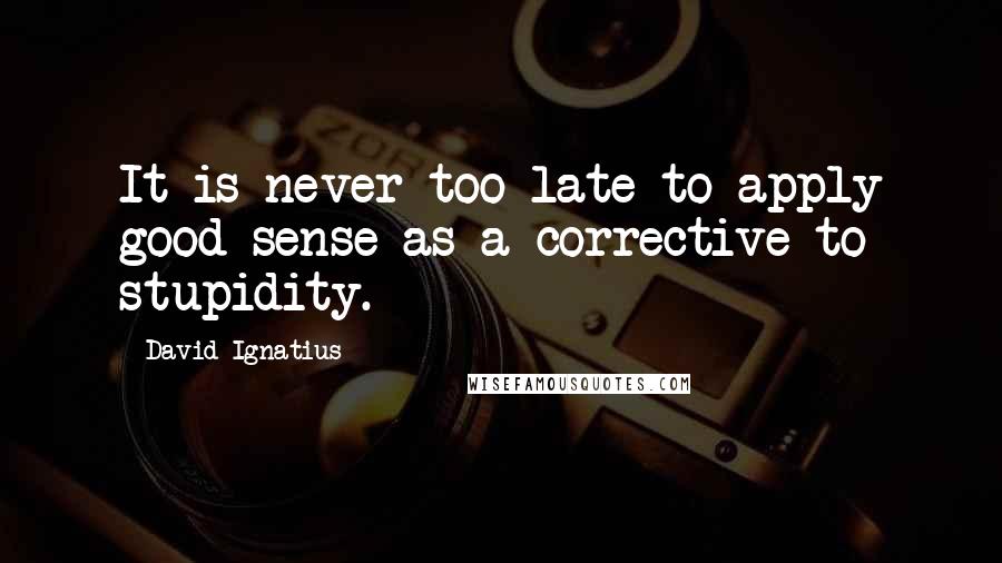 David Ignatius Quotes: It is never too late to apply good sense as a corrective to stupidity.