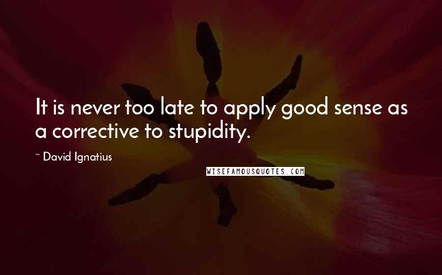 David Ignatius Quotes: It is never too late to apply good sense as a corrective to stupidity.