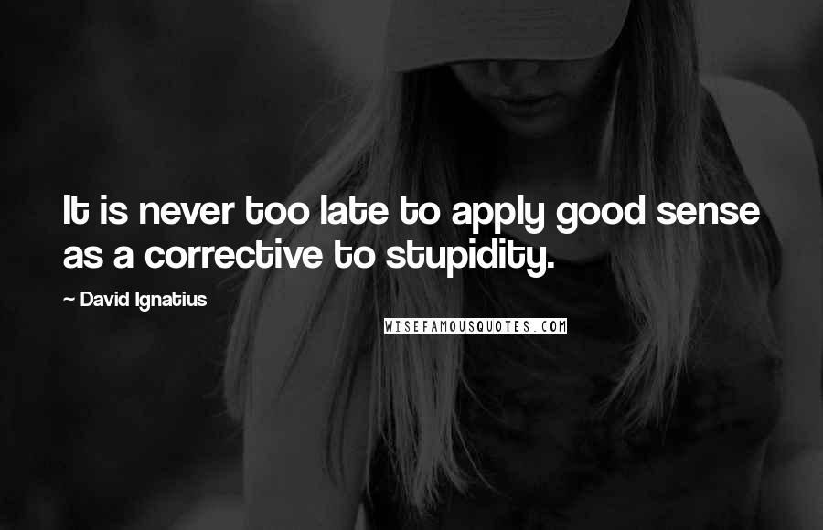 David Ignatius Quotes: It is never too late to apply good sense as a corrective to stupidity.