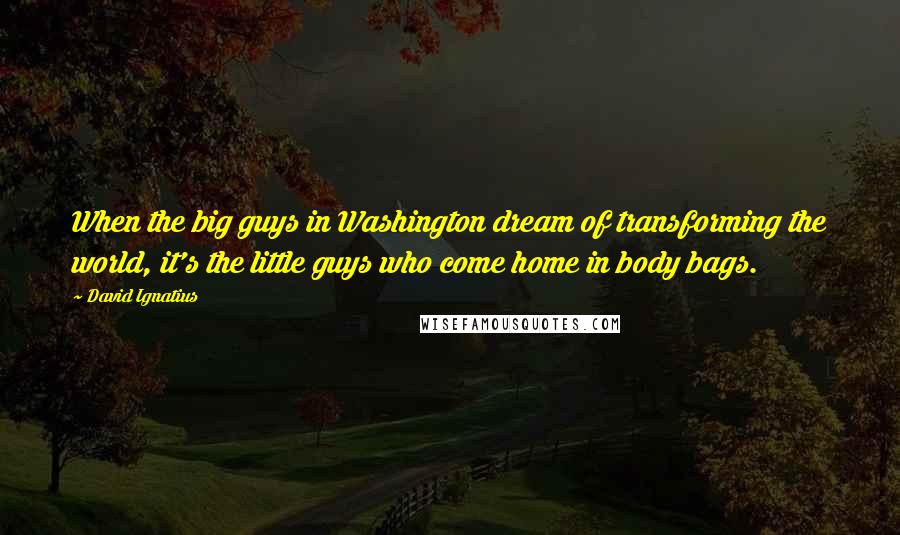 David Ignatius Quotes: When the big guys in Washington dream of transforming the world, it's the little guys who come home in body bags.