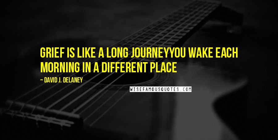 David J. Delaney Quotes: Grief is like a long journeyYou wake each morning in a different place