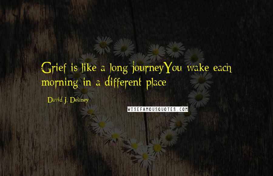 David J. Delaney Quotes: Grief is like a long journeyYou wake each morning in a different place