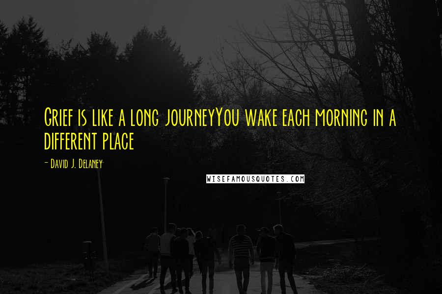 David J. Delaney Quotes: Grief is like a long journeyYou wake each morning in a different place