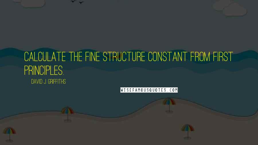 David J. Griffiths Quotes: Calculate the fine structure constant from first principles.