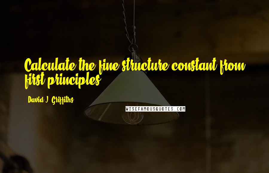 David J. Griffiths Quotes: Calculate the fine structure constant from first principles.