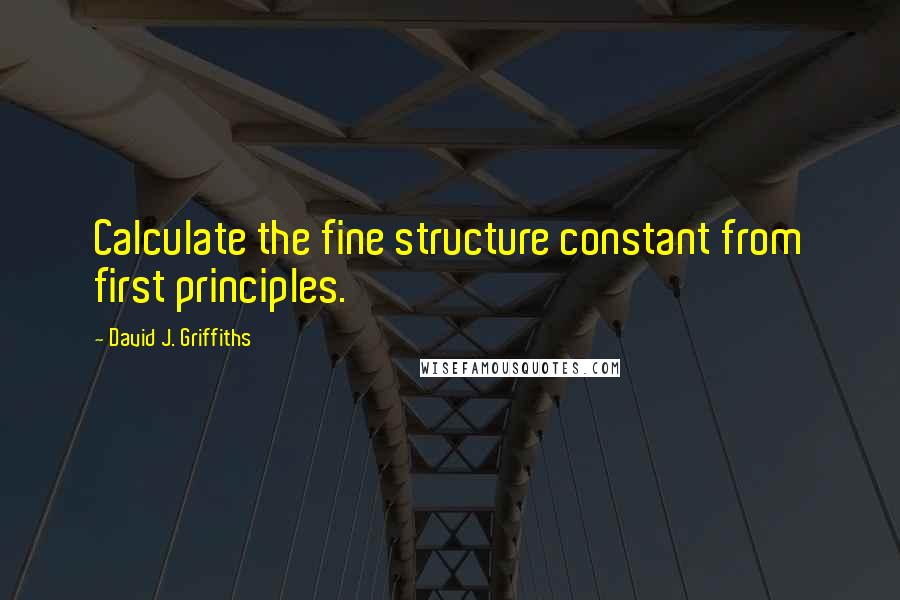 David J. Griffiths Quotes: Calculate the fine structure constant from first principles.