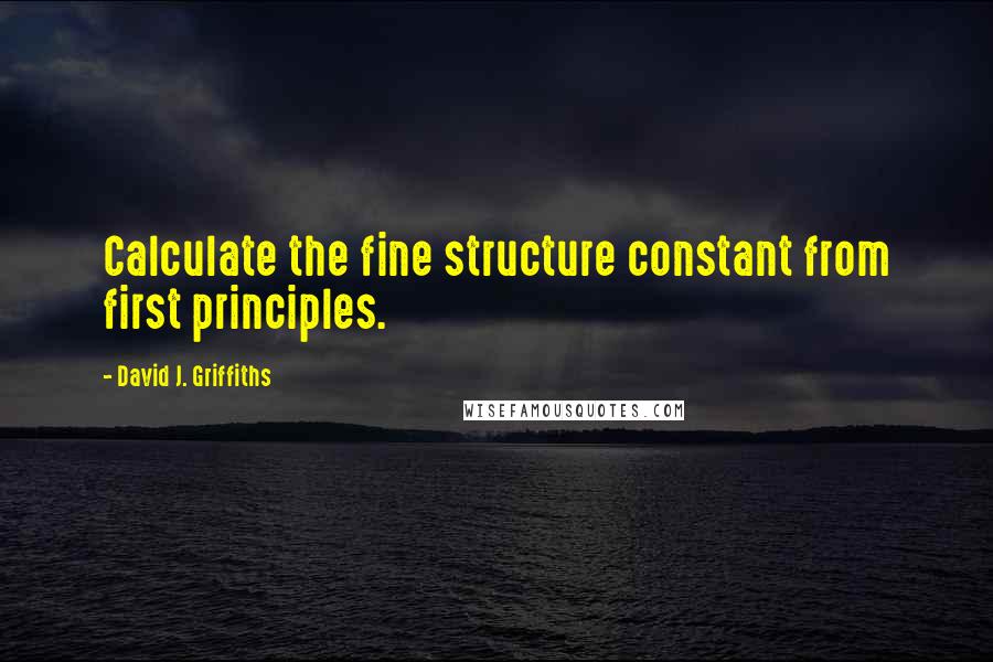 David J. Griffiths Quotes: Calculate the fine structure constant from first principles.