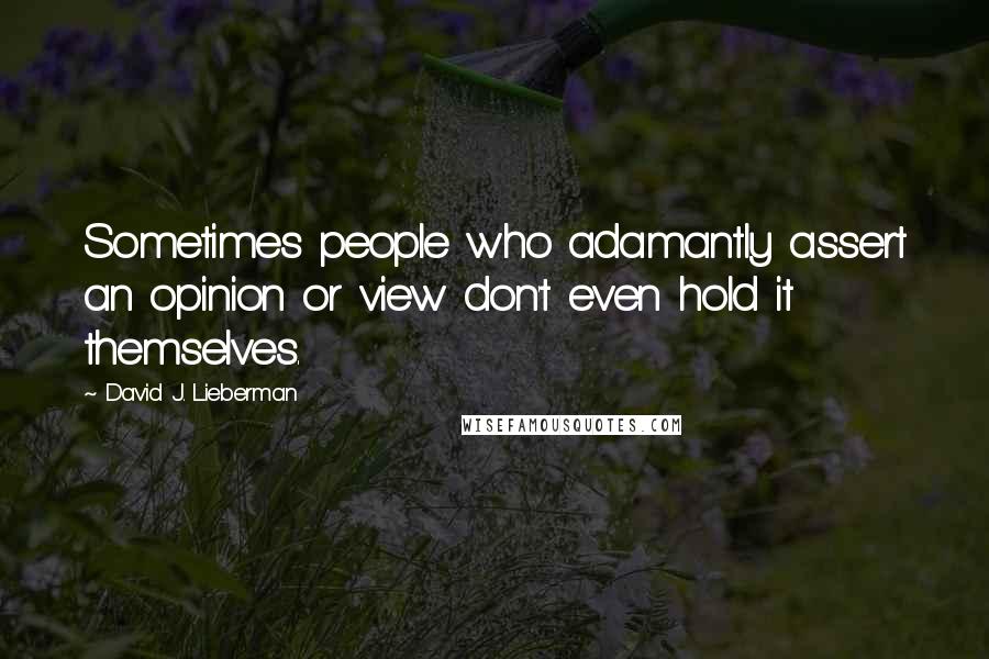 David J. Lieberman Quotes: Sometimes people who adamantly assert an opinion or view don't even hold it themselves.