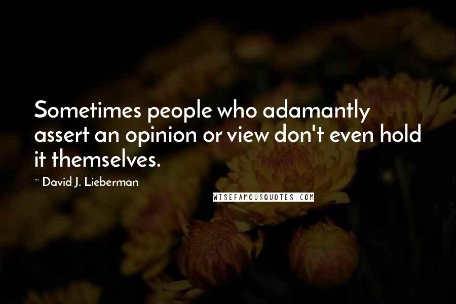David J. Lieberman Quotes: Sometimes people who adamantly assert an opinion or view don't even hold it themselves.