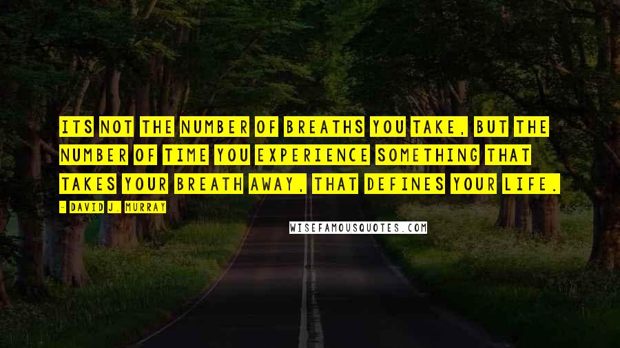 David J. Murray Quotes: ITs not the number of breaths you take, but the number of time you experience something that takes your breath away, that defines your life.