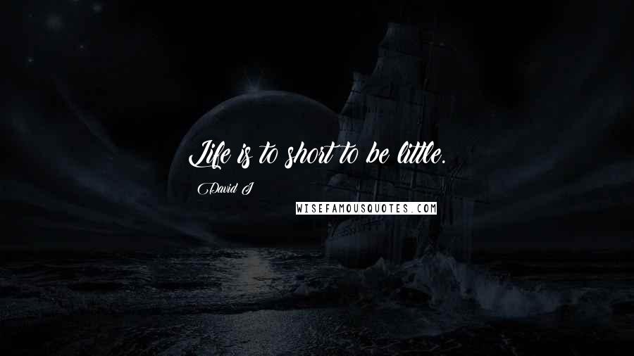 David J Quotes: Life is to short to be little.
