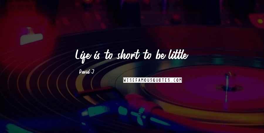 David J Quotes: Life is to short to be little.