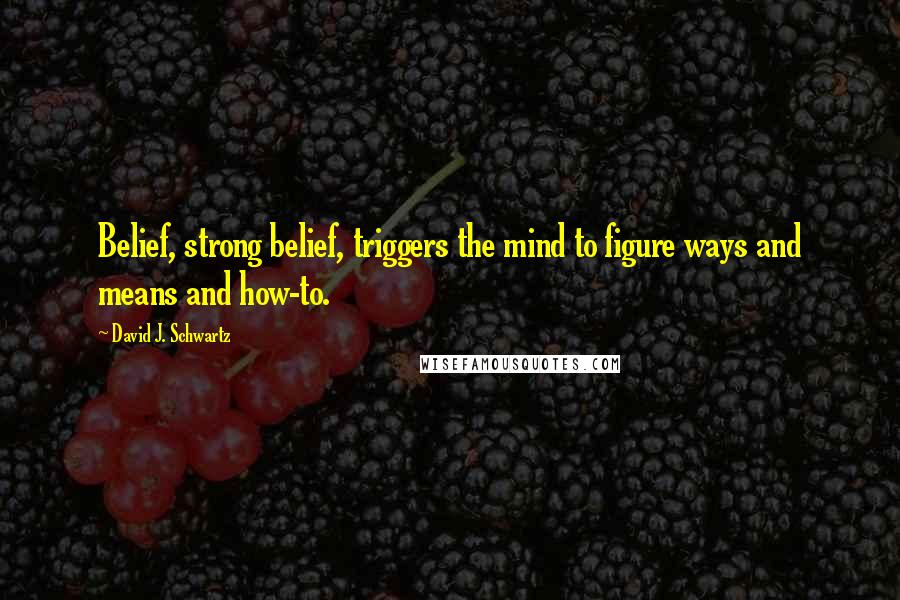 David J. Schwartz Quotes: Belief, strong belief, triggers the mind to figure ways and means and how-to.