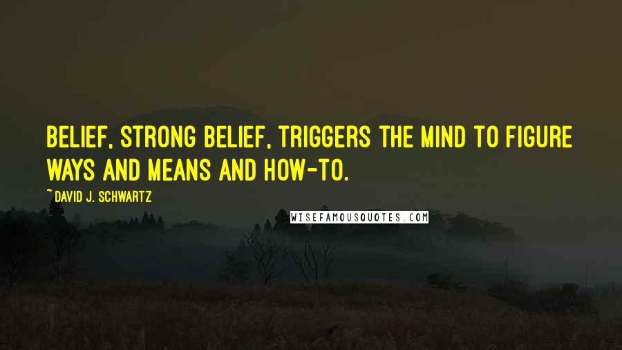 David J. Schwartz Quotes: Belief, strong belief, triggers the mind to figure ways and means and how-to.