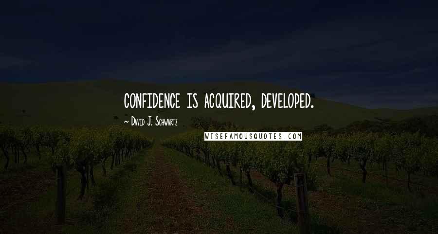 David J. Schwartz Quotes: confidence is acquired, developed.