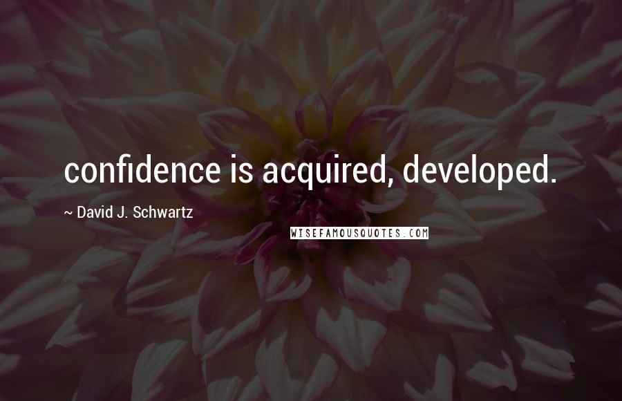 David J. Schwartz Quotes: confidence is acquired, developed.