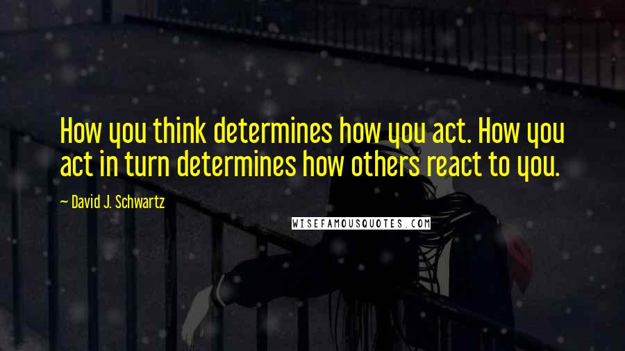 David J. Schwartz Quotes: How you think determines how you act. How you act in turn determines how others react to you.