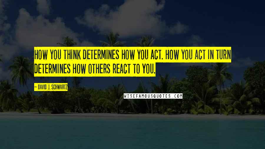 David J. Schwartz Quotes: How you think determines how you act. How you act in turn determines how others react to you.