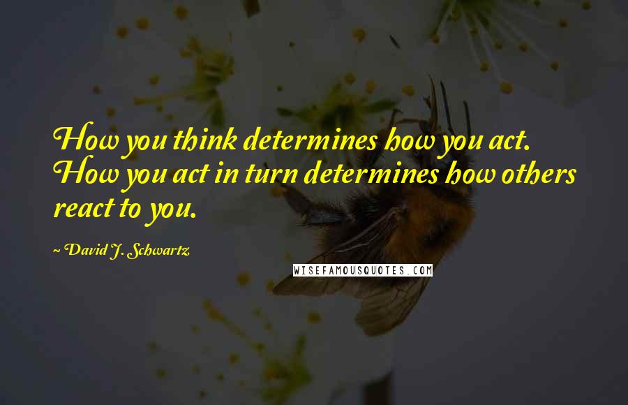 David J. Schwartz Quotes: How you think determines how you act. How you act in turn determines how others react to you.