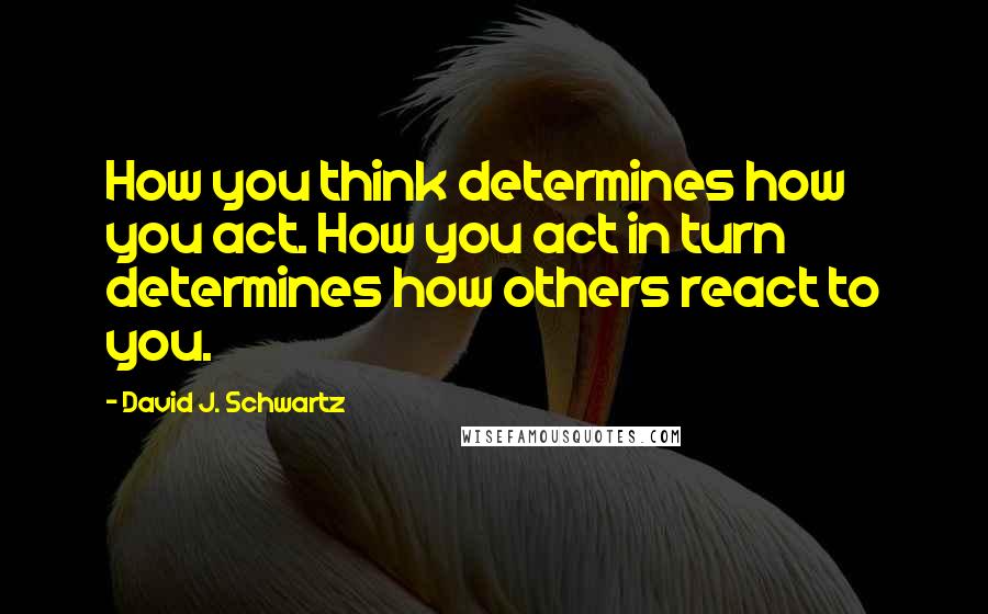 David J. Schwartz Quotes: How you think determines how you act. How you act in turn determines how others react to you.