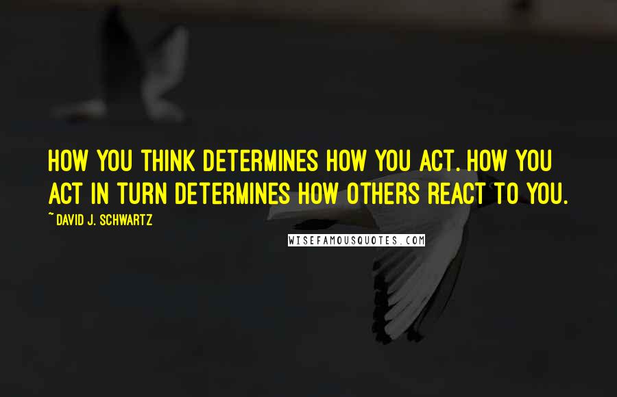 David J. Schwartz Quotes: How you think determines how you act. How you act in turn determines how others react to you.