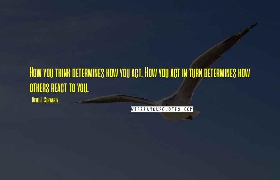 David J. Schwartz Quotes: How you think determines how you act. How you act in turn determines how others react to you.