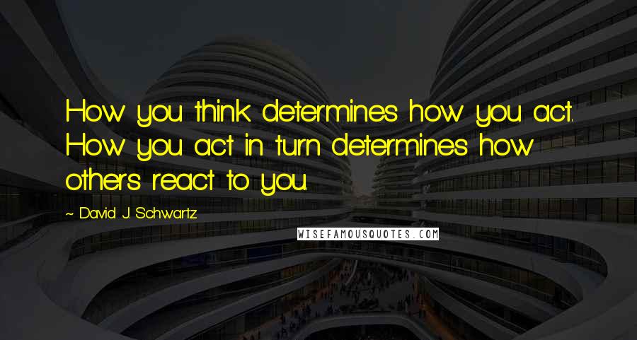 David J. Schwartz Quotes: How you think determines how you act. How you act in turn determines how others react to you.