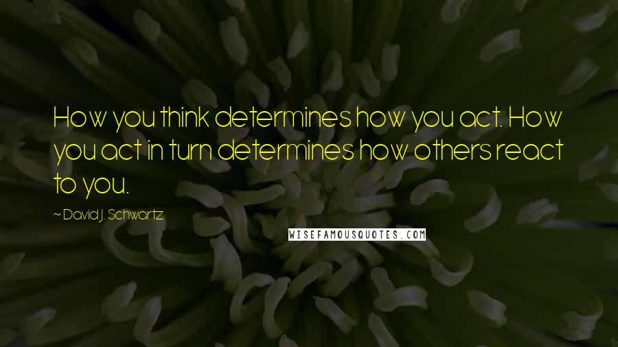 David J. Schwartz Quotes: How you think determines how you act. How you act in turn determines how others react to you.