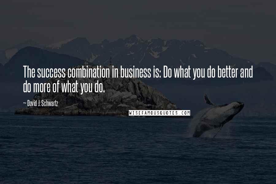 David J. Schwartz Quotes: The success combination in business is: Do what you do better and do more of what you do.