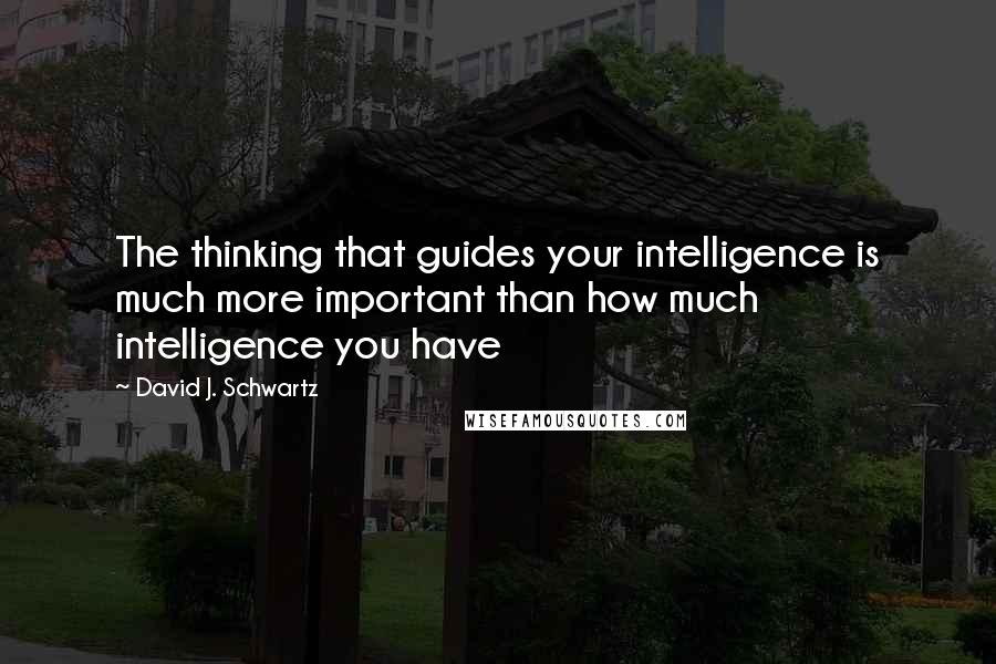 David J. Schwartz Quotes: The thinking that guides your intelligence is much more important than how much intelligence you have