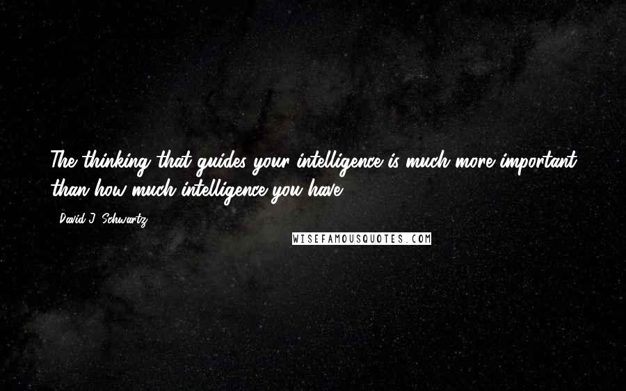 David J. Schwartz Quotes: The thinking that guides your intelligence is much more important than how much intelligence you have