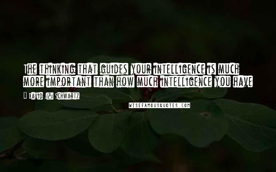 David J. Schwartz Quotes: The thinking that guides your intelligence is much more important than how much intelligence you have