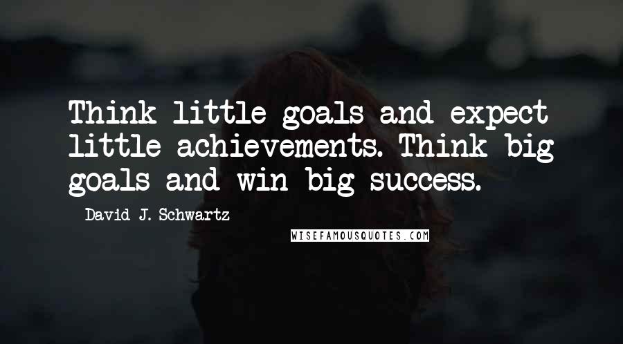 David J. Schwartz Quotes: Think little goals and expect little achievements. Think big goals and win big success.